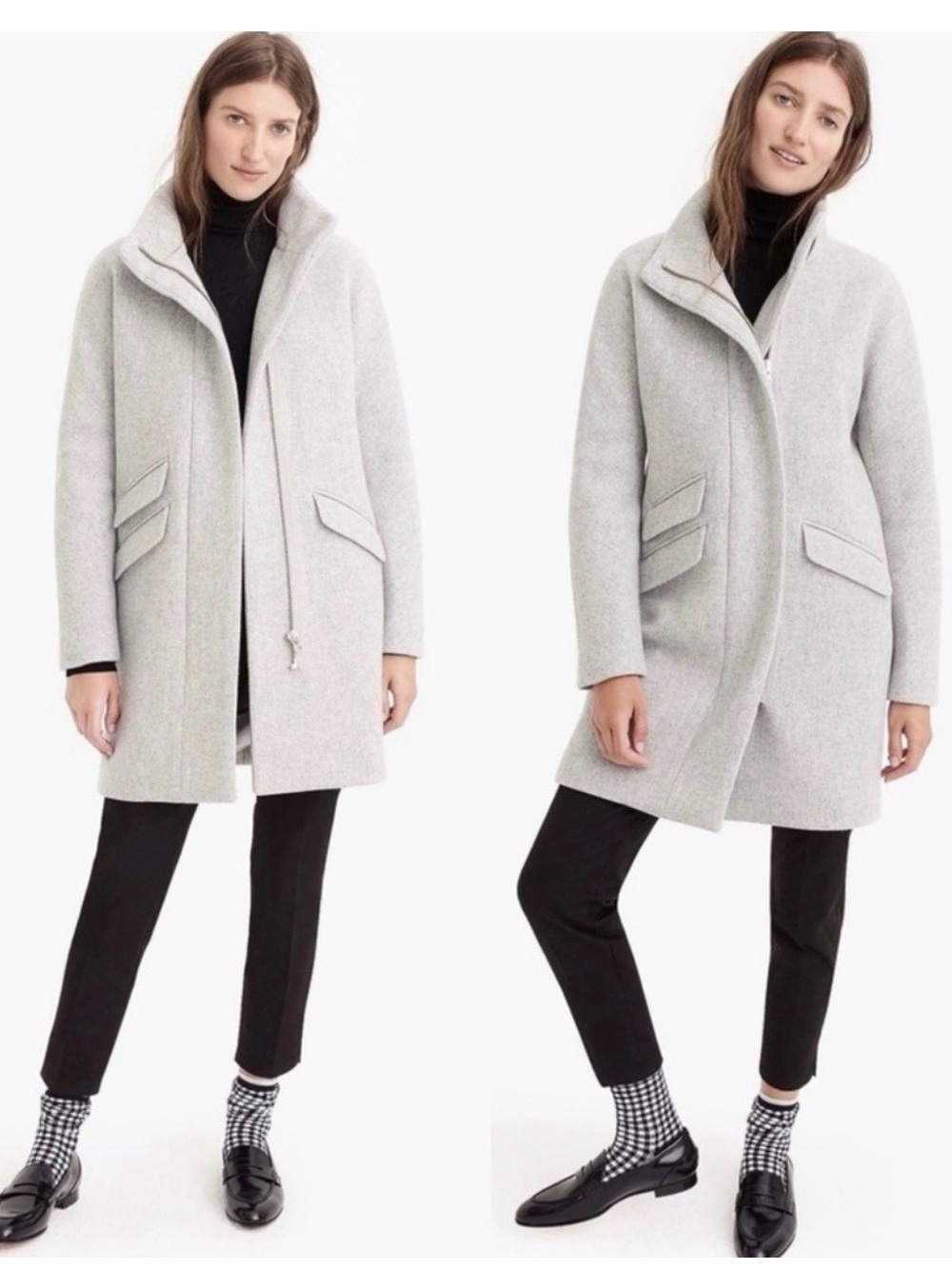 J. Crew Light Gray Wool-Blend Funnel Coat